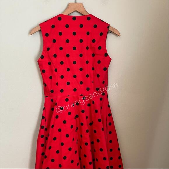 MARIANNA SENCHINA Red Black Polkadot Runway Midi Dress XS - Picture 9 of 16